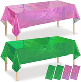 4 Pcs Iridescent Pink and Green Tablecloth Party Decorations,