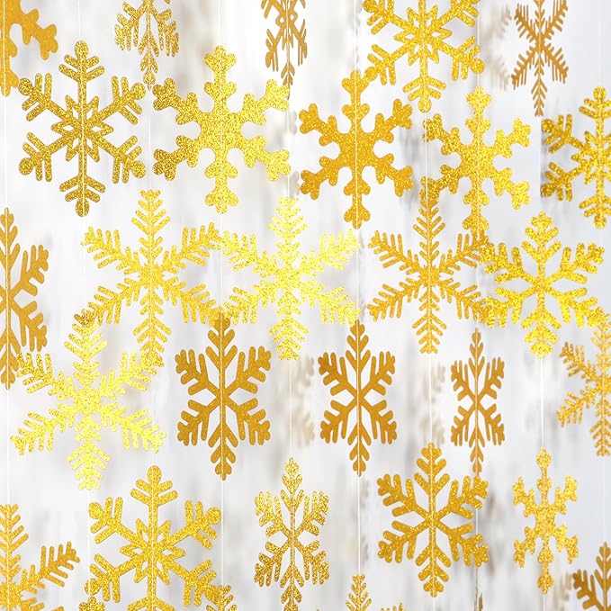 Gold Snowflake-Snow Christmas Party-Decorations Garland - 6pcs Winter