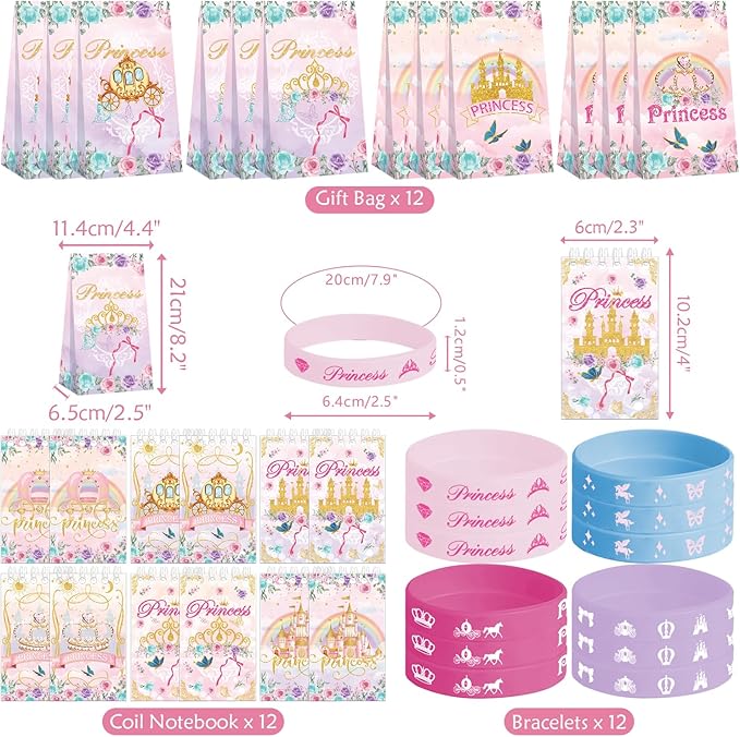 Princess Party Favors Including 12 Gift Bag 12 Stickers 12 Silicone