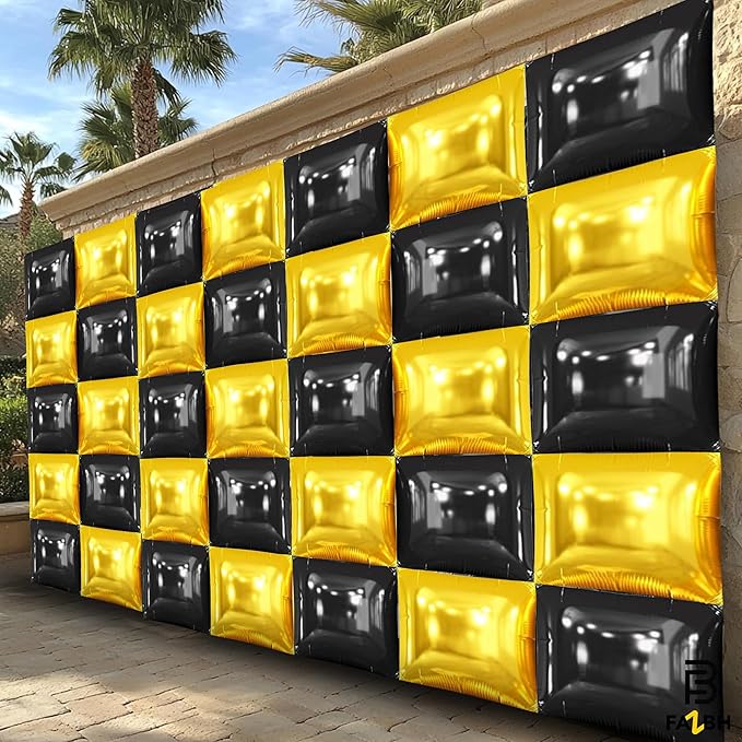 XtraLarge Black and Gold Balloon Wall Backdrop 22 Inch Pack of 25