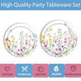 96Pcs Wildflower Plates and Napkins Spring Party Decorations Floral