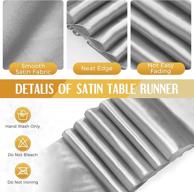Breling 8 Pack White and Silver Disposable Plastic Tablecloths and
