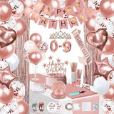 263 Pcs Rose Gold Birthday Decorations for Women All Ages Party