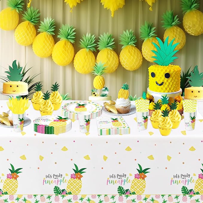 Pineapple Party Decorations Tableware Summer Hawaiian Luau Theme