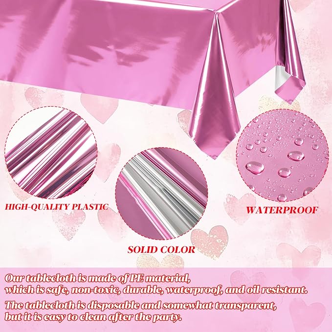 10 Pcs Valentine's Day Foil Table Cloth Disposable Rectangle