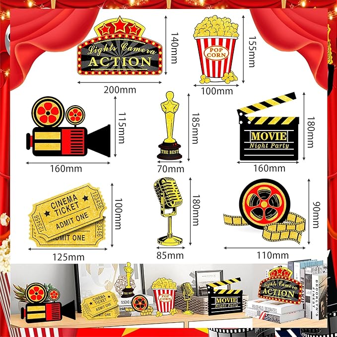 121pcs Movie Night Decorations Movie Theme Party Decorations Movie