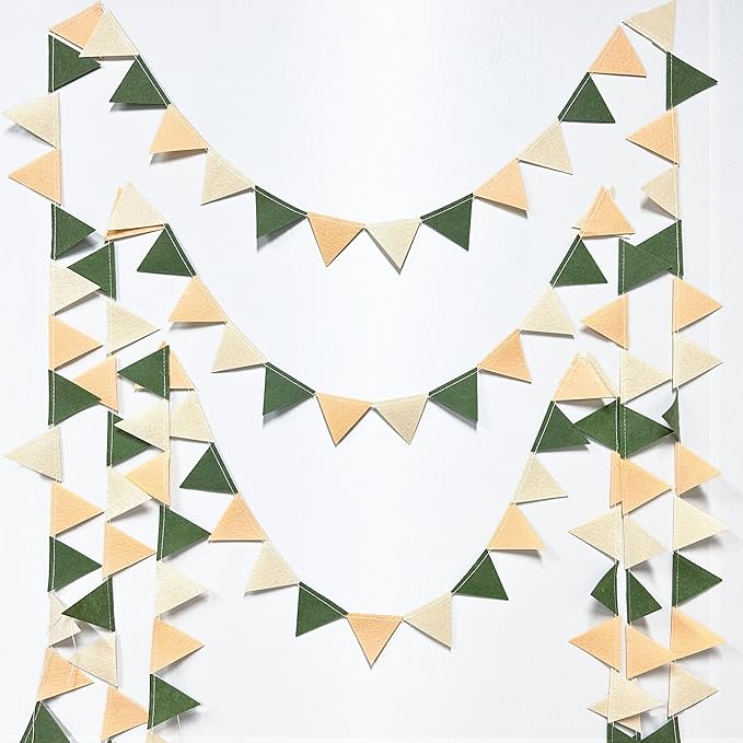 Sage Green Party Decorations Olive Green Tan Brown Cream Felt Hanging