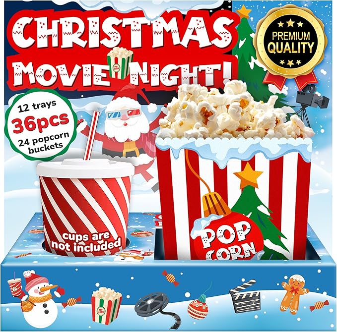 Movie Night Christmas Party Supplies 36ps Christmas Movie Night