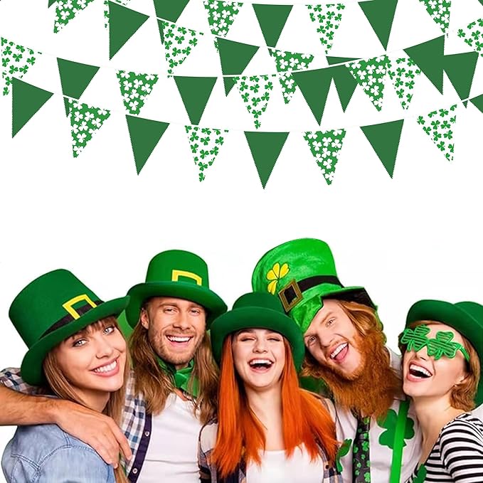 32Ft St Patrick's Day Party Decorations Green White Shamrocks Clover