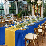 Breling 8 Pack Navy Blue and Gold Disposable Plastic Tablecloths and