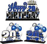 LINGTEER Happy 20th Birthday Blue Acrylic Table Topper Centerpieces