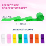 8 Crepe Paper Streamers Rolls, 656ft Pack of Unique 8 Rainbow