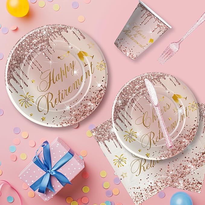 Retirement Decorations For Women Rose Gold Happy Retirement Party