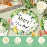 200 Pcs Dinosaur Baby Shower Paper Plates Napkins Cups Baby Shower