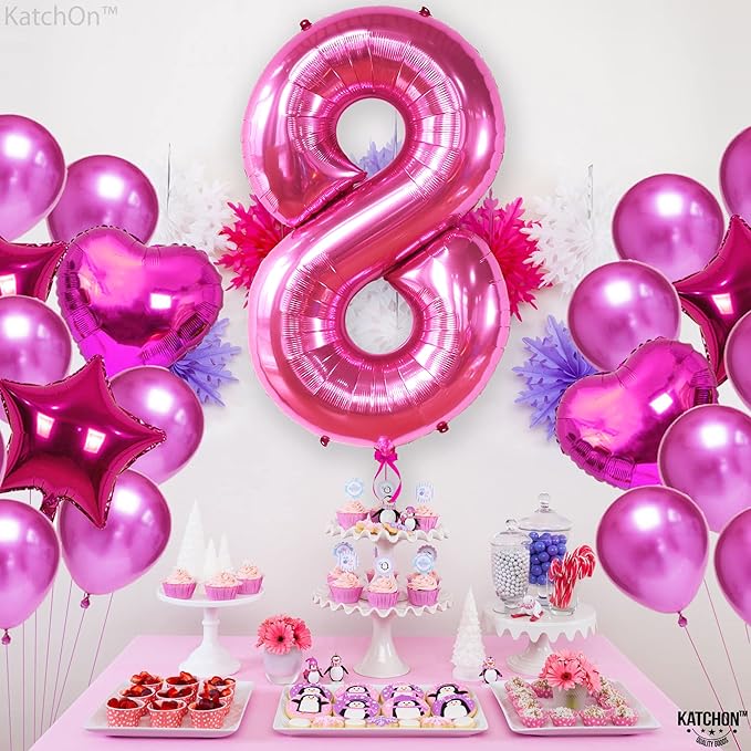 KatchOn, Giant Hot Pink 8 Balloon Number - 40 Inch | Hot Pink 8th