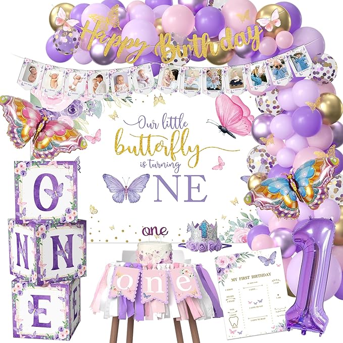 Butterfly First Birthday Decorations Girl Butterfly 1st Birthday