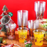 50 Pcs Merry Christmas Buffalo Plaid Plastic Cups 12 oz Clear
