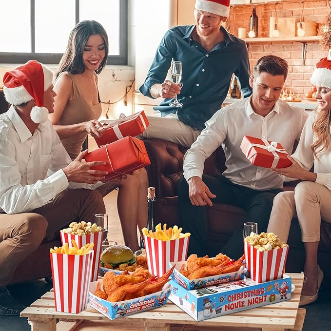 108 Pcs 36 Sets Christmas Movie Night Snack Trays Popcorn Boxes