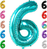 KatchOn, Giant Teal Blue Number 6 Balloon - 40 Inch | 6th Birthday