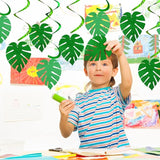64 Pcs Hawaiian Luau Party Palm Leaves Swirl Decorations Hanging
