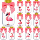 Small 12 Pack Flamingo Party Favors DIY Candy Jars with Ribbons and