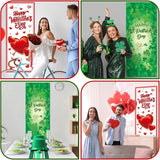 2 Pcs St Patricks Day and Valentine‘S Day Door Covers Green Shamrock