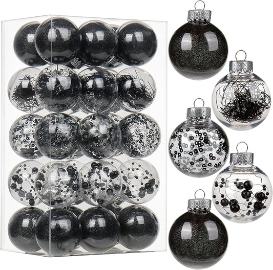 Briful 30PCS Shatterproof 2'' Halloween Tree Balls Set - Black &