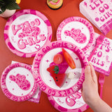 durony 96 Pieces Let's Go Girls Party Tableware Serve 24 Guests