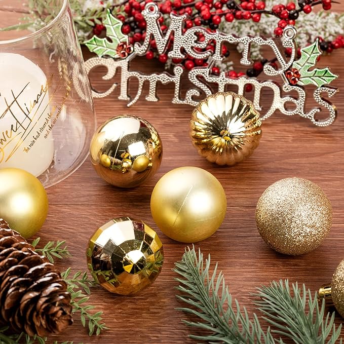 XmasExp 24ct Christmas Ornaments Shatterproof Christmas Ball Ornaments