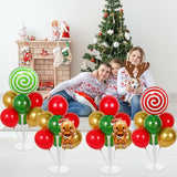 4 Sets Christmas Party Balloons Stand Kit with Gingerbread Man Candy