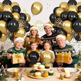 Ouddy Life 71pcs Black and Gold Balloons Set 12 inch Black Metallic