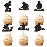 Ercadio 24PCS Ercadio 24PCS DJ Cupcake Toppers Glitter Black Rock &