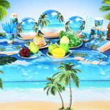 219 Pcs Beach Party Decorations Blue Summer Tropical Plate Napkin