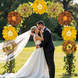 4 PCS 20" Brown Yellow Giant Paper Flowers Boho Baby Shower Party