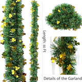 St Patrick Day Tinsel Garland 50 FT Green Gold Fringe Garlands with