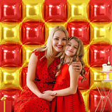 25PCS Christmas Balloons Red Gold Square Foil Balloons Wall Backdrop