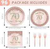 24 Sets 70th Rose Gold Birthday Party Decrations for Women 70