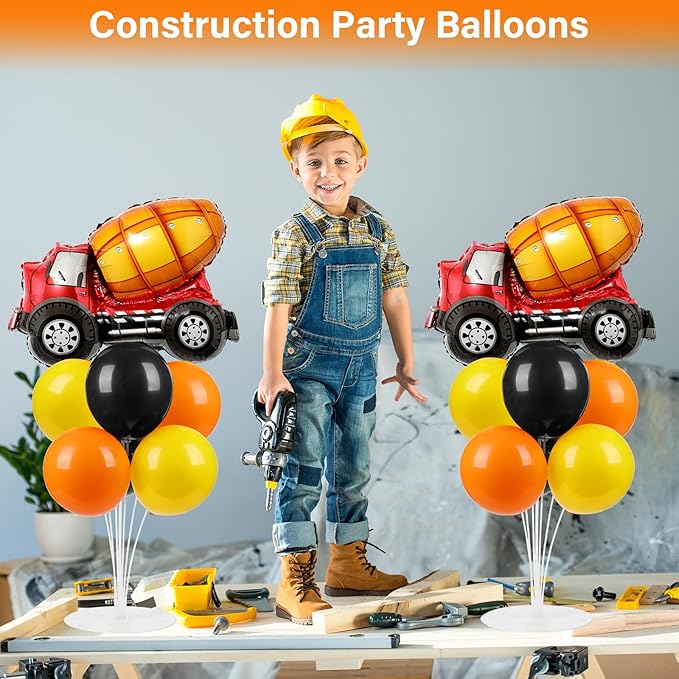 Construction Party Balloons Stand Kit 2 Sets with 2 Construction