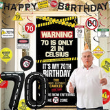 70th Birthday Decorations Men Women Caution Logo 70 Is Only 21 in