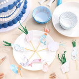 48 Pcs Mermaid Cupcake Kit Include 24 Mermaid Cake Topper 24 Ocean