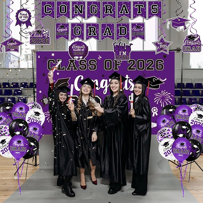 2026 Graduation Decorations Purple Graduation Decorations Set with