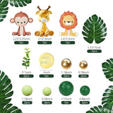 Jungle Safari Animal Cake Topper with Colourful Balls Plam Leaves