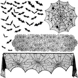 39 Pcs Halloween Decorations Kit Black Lace Spiderweb Round