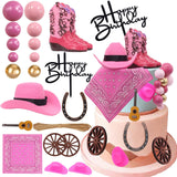 BiBo Cowgirl Cake Topper First Rodeo Birthday Cupcake Decorations Girl