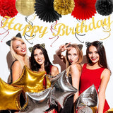 Red Black Gold Casino Theme Birthday Party Decorations 21pcs Happy