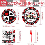 200PCS Casino Party Decorations Poker Plates and Napkins Disposable