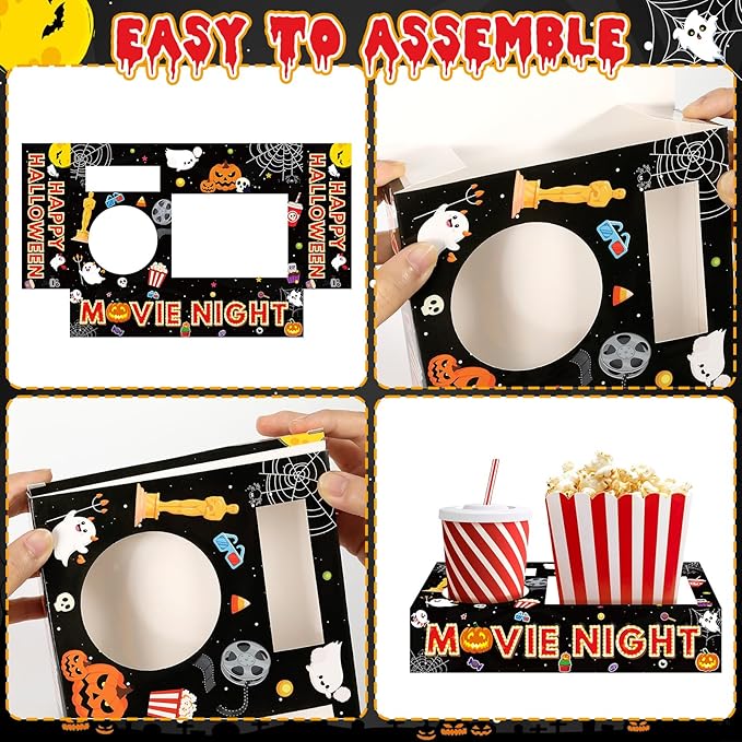 50Pcs Halloween Party Supplies Movie Night Paper Snack Trays Happy