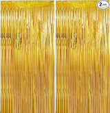 2 Pack 3.28 ft x 6.56 ft Golden Tinsel Curtain Party Backdrop