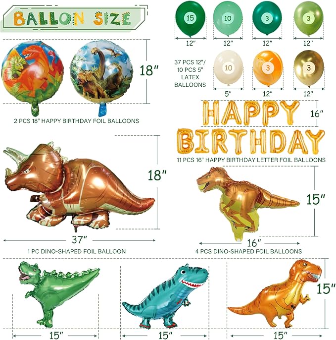 Party Spot! 172 Pcs Dinosaur Birthday Decorations 12 Tableware Sets