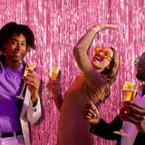 2 Pack Pink Backdrop Party Decorations Tinsel Curtain Party Backdrop